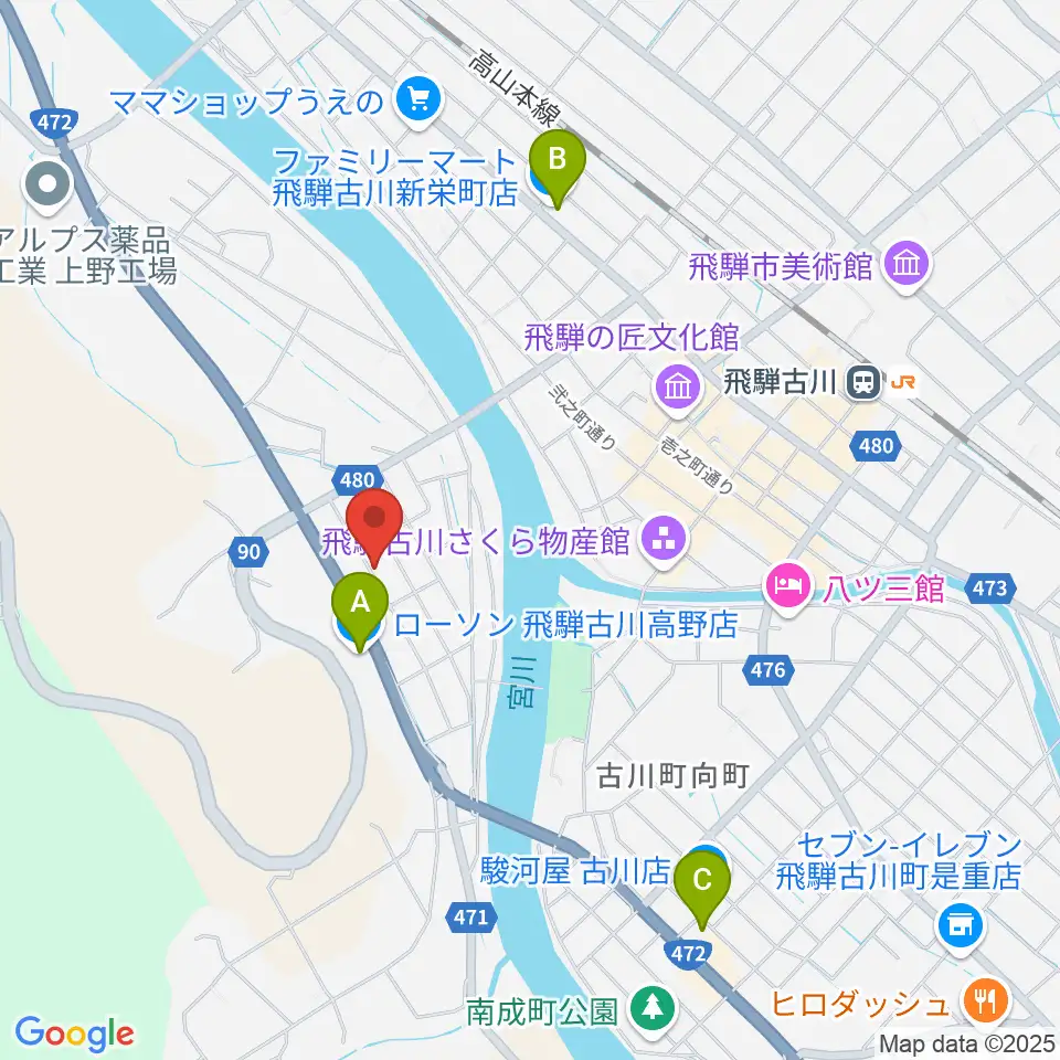 ギターのナカムラ周辺のコンビニエンスストア一覧地図