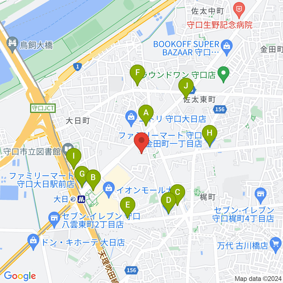 ギターワークス周辺のコンビニエンスストア一覧地図