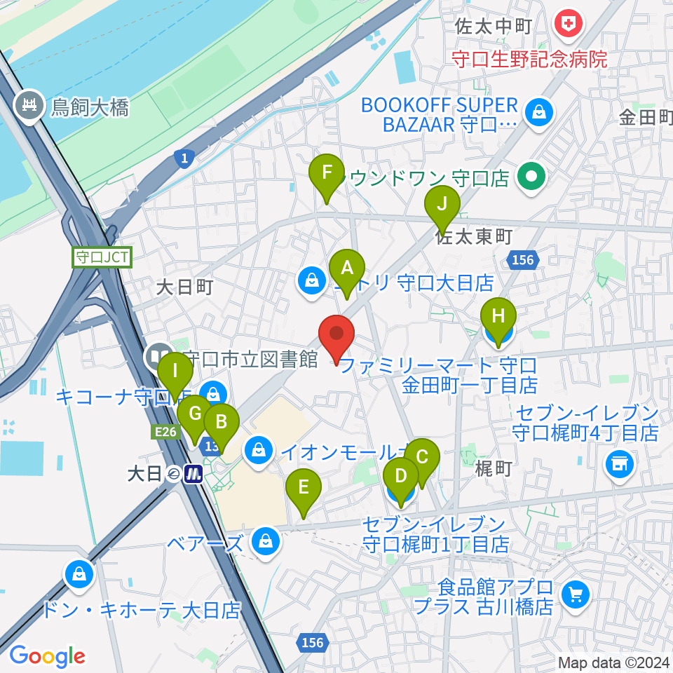 ギターワークス周辺のコンビニエンスストア一覧地図