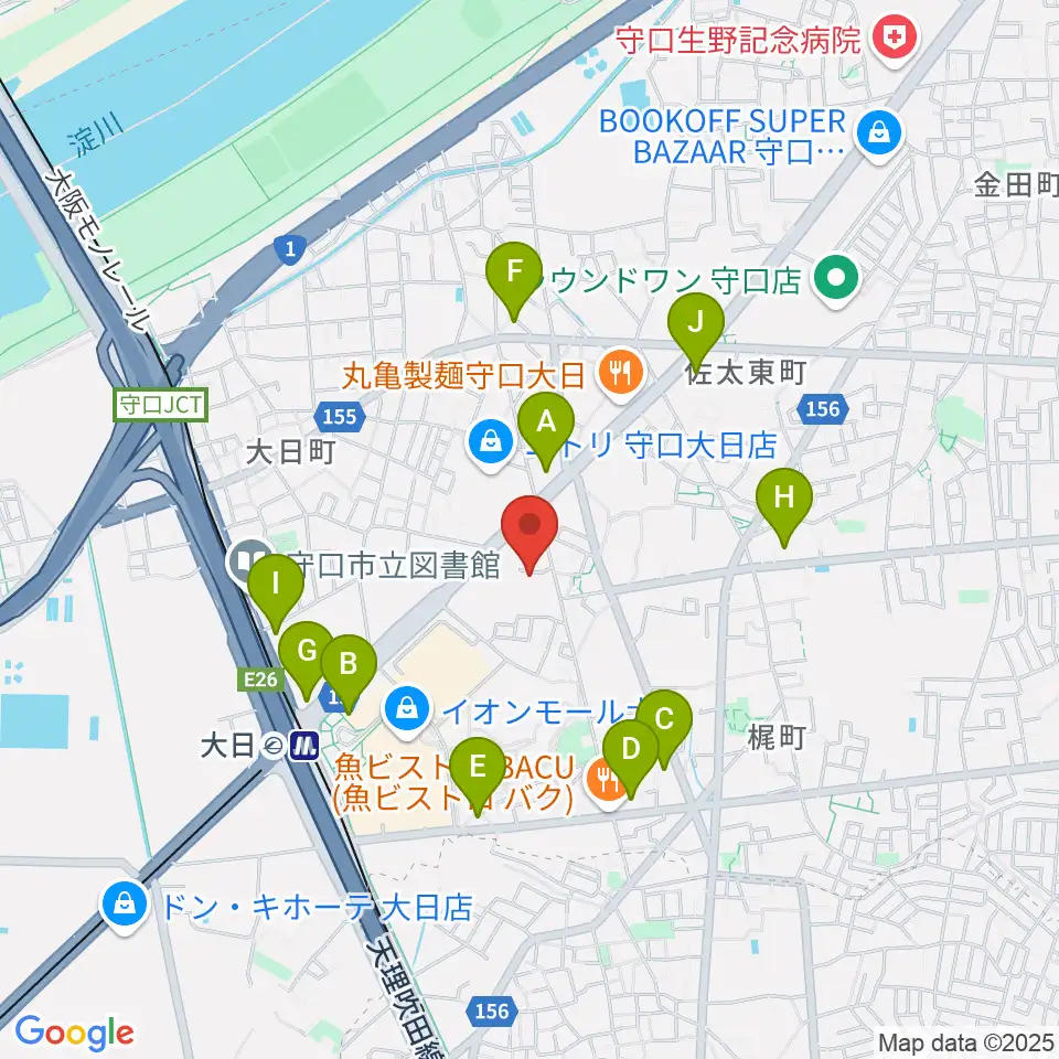 ギターワークス周辺のコンビニエンスストア一覧地図