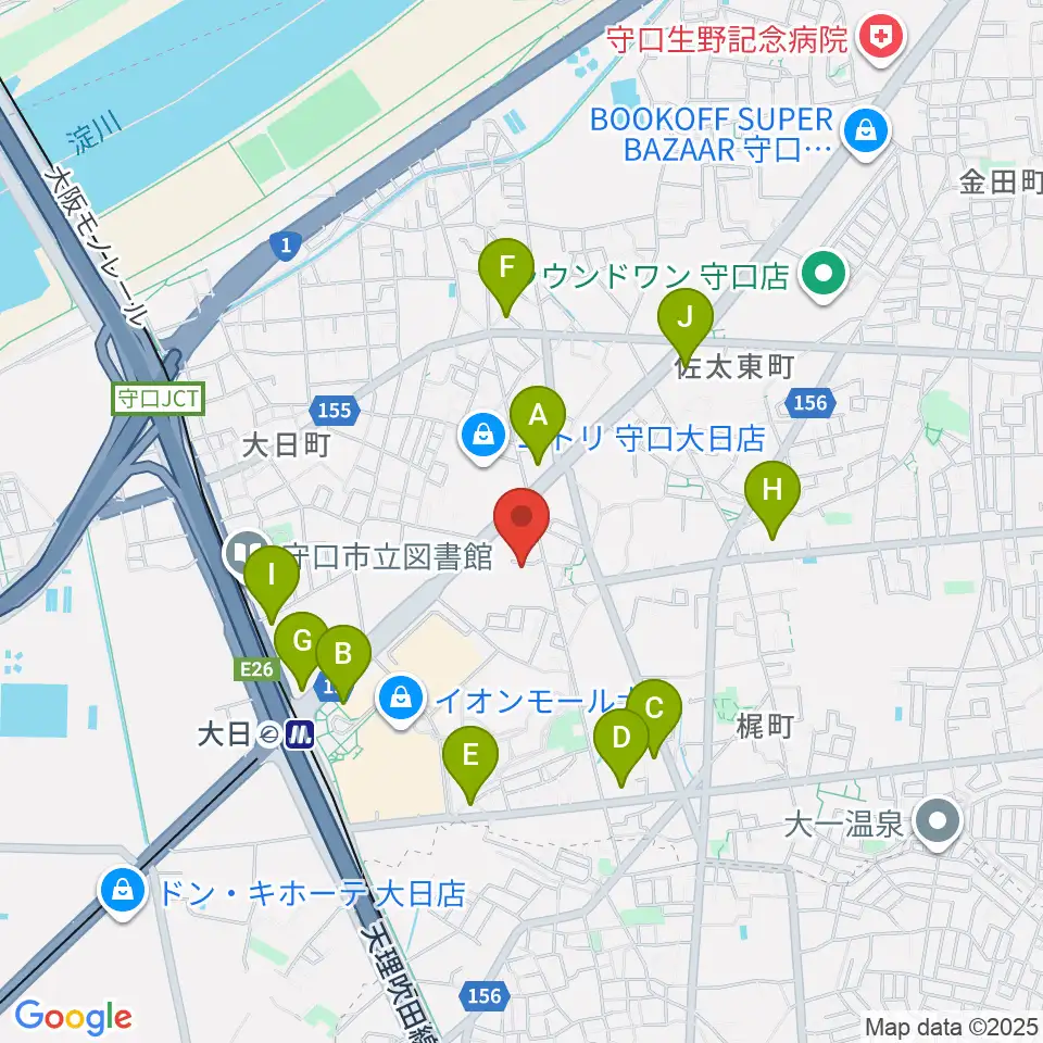 ギターワークス周辺のコンビニエンスストア一覧地図