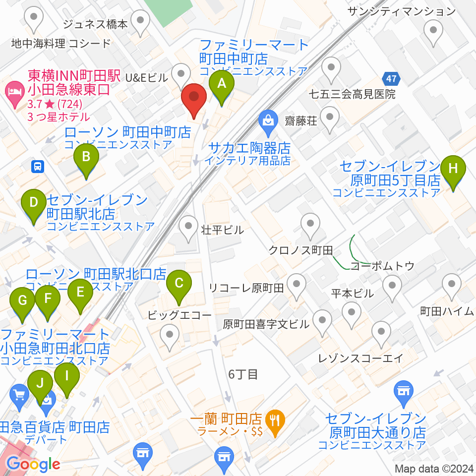 ミリメーターズミュージック周辺のコンビニエンスストア一覧地図