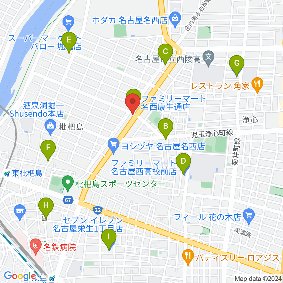 日野屋和楽器店周辺のコンビニエンスストア一覧地図