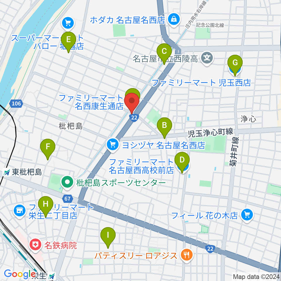 日野屋和楽器店周辺のコンビニエンスストア一覧地図