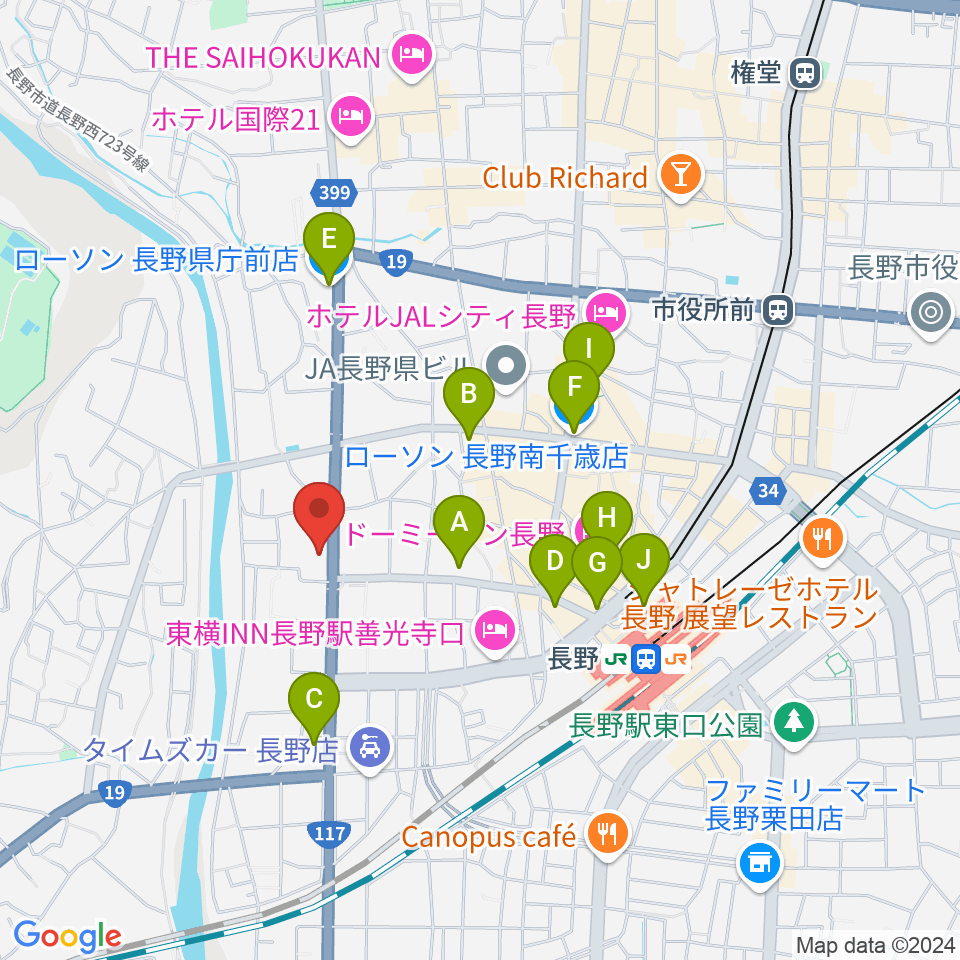 ヒオキ楽器 本店シャコンヌ周辺のコンビニエンスストア一覧地図