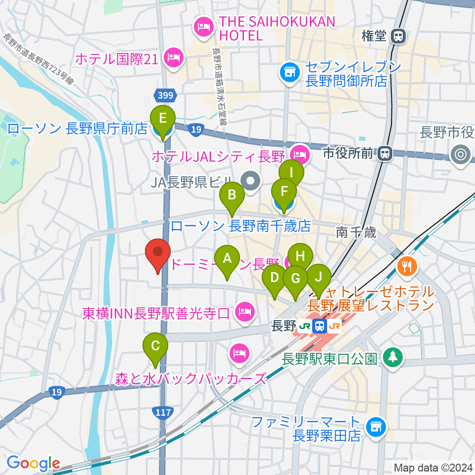 ヒオキ楽器 本店シャコンヌ周辺のコンビニエンスストア一覧地図