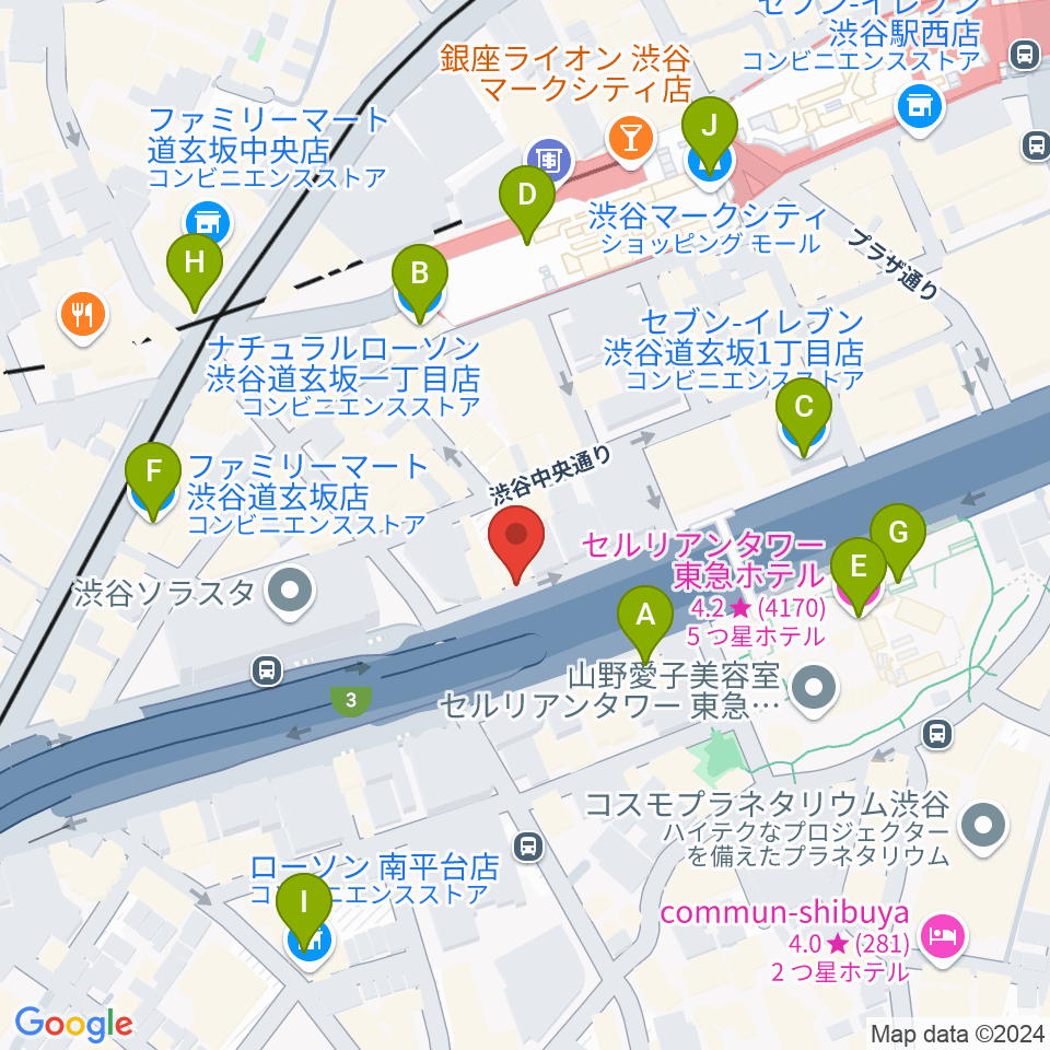 フーチーズ周辺のコンビニエンスストア一覧地図