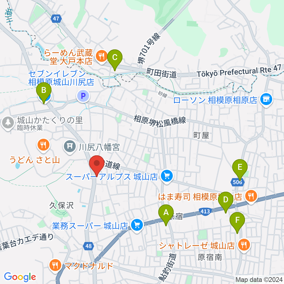 池田ピアノ城山工房周辺のコンビニエンスストア一覧地図