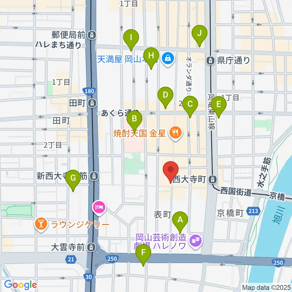 服部管楽器 岡山本店周辺のコンビニエンスストア一覧地図