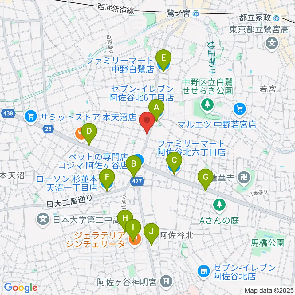 きく岡邦楽器店周辺のコンビニエンスストア一覧地図
