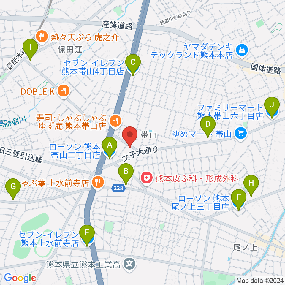 古城楽器周辺のコンビニエンスストア一覧地図