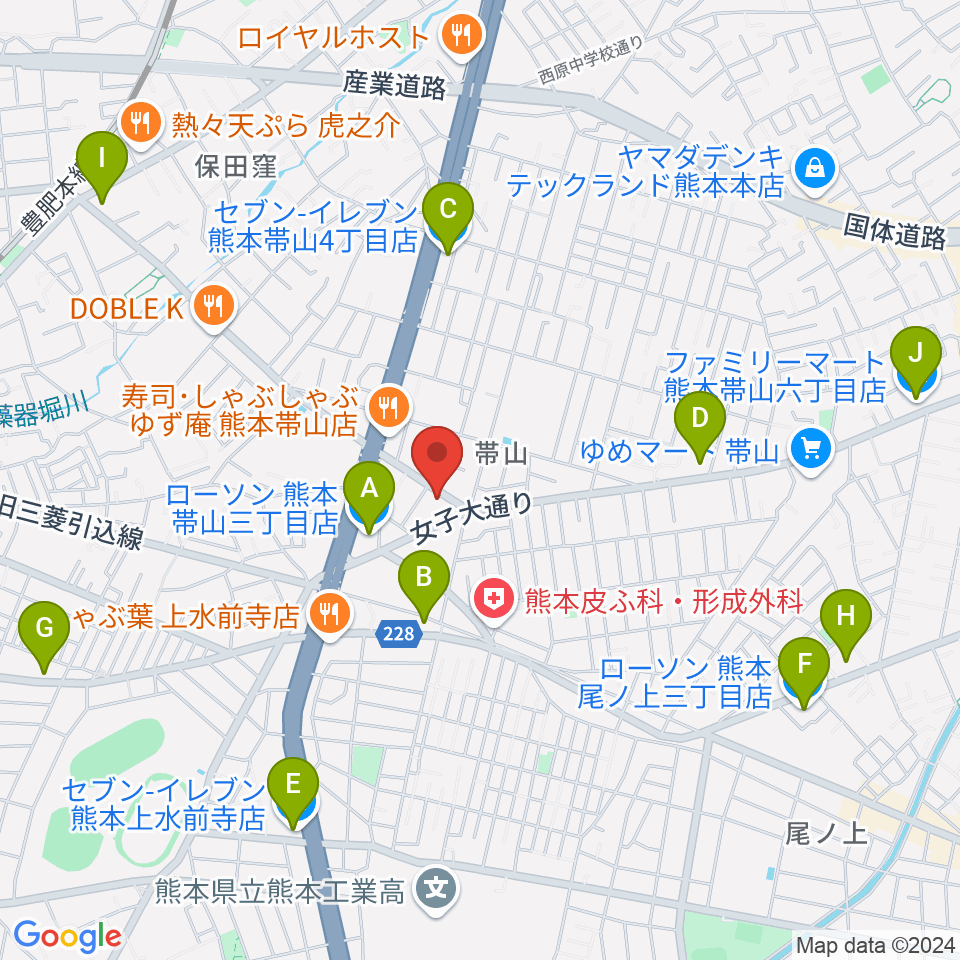 古城楽器周辺のコンビニエンスストア一覧地図