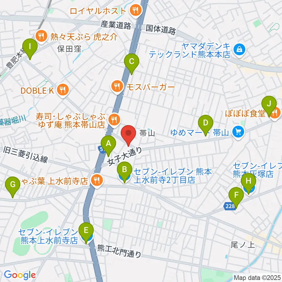 古城楽器周辺のコンビニエンスストア一覧地図