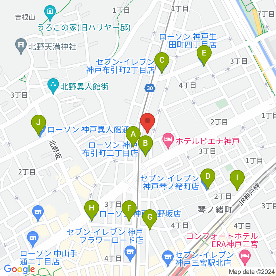 ブリーズ楽器周辺のコンビニエンスストア一覧地図