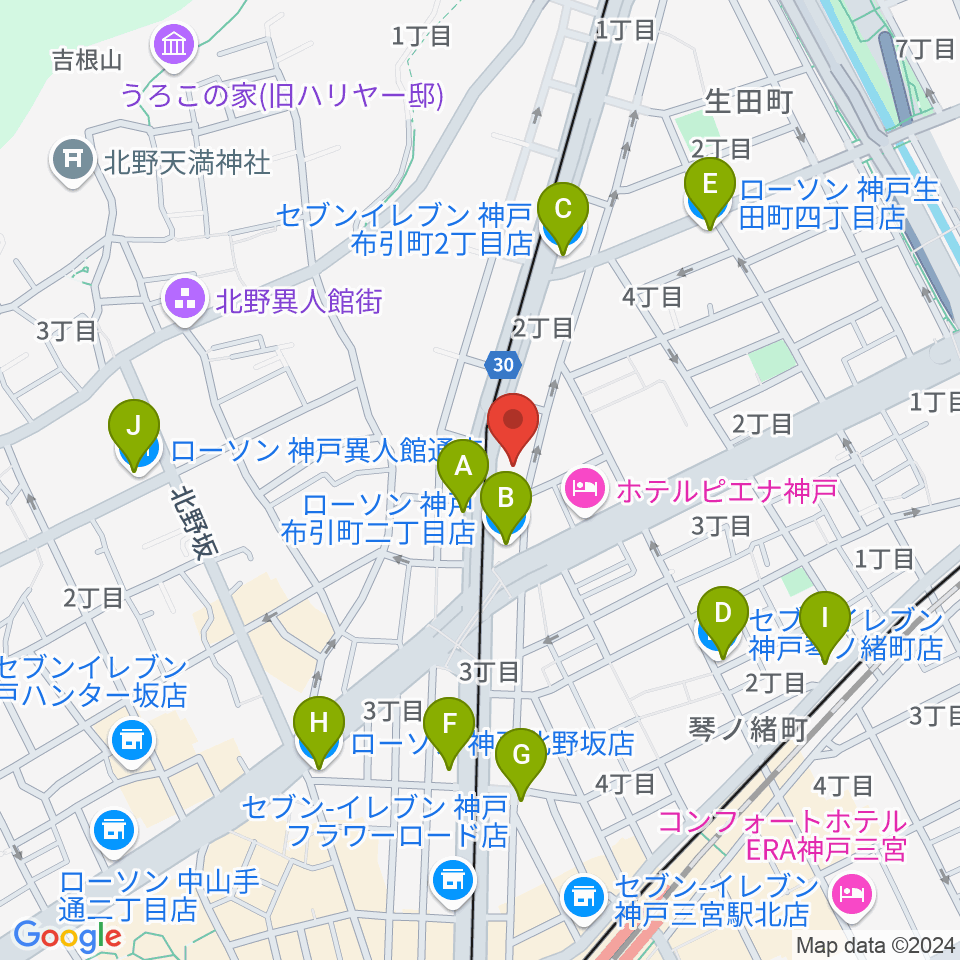 ブリーズ楽器周辺のコンビニエンスストア一覧地図