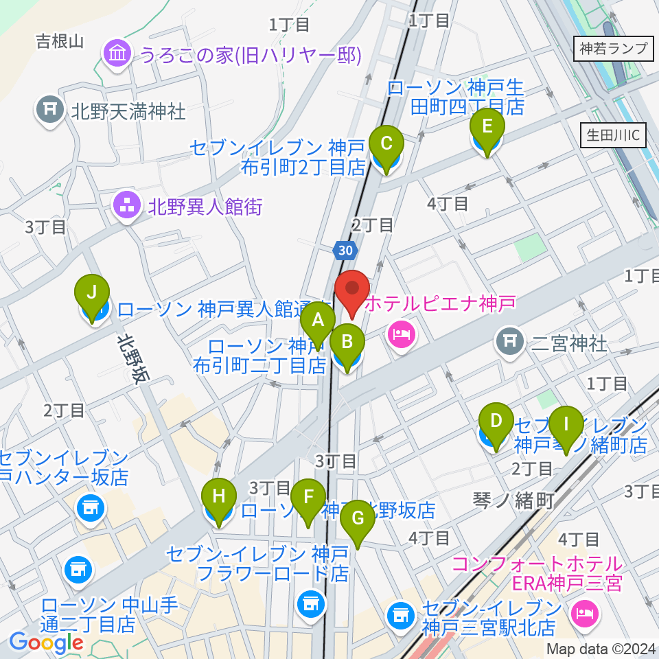 ブリーズ楽器周辺のコンビニエンスストア一覧地図