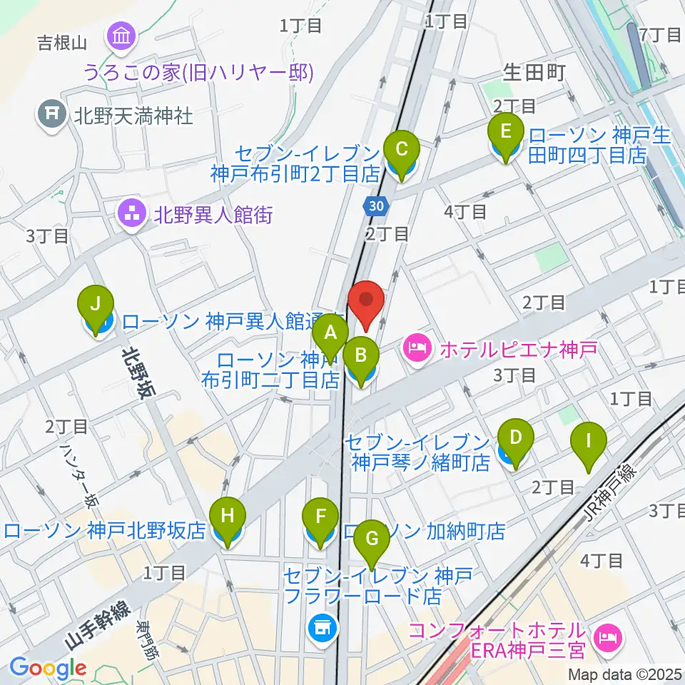 ブリーズ楽器周辺のコンビニエンスストア一覧地図
