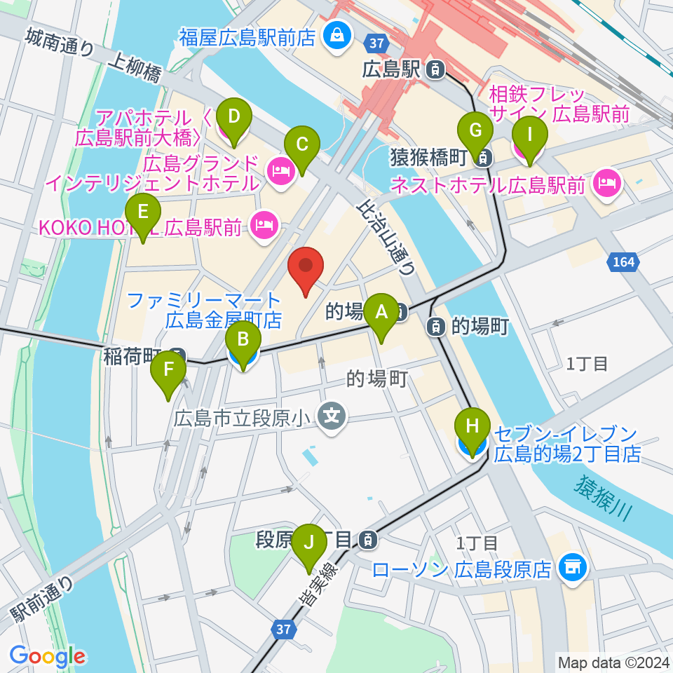 ミュージックライフTAO広島店周辺のコンビニエンスストア一覧地図