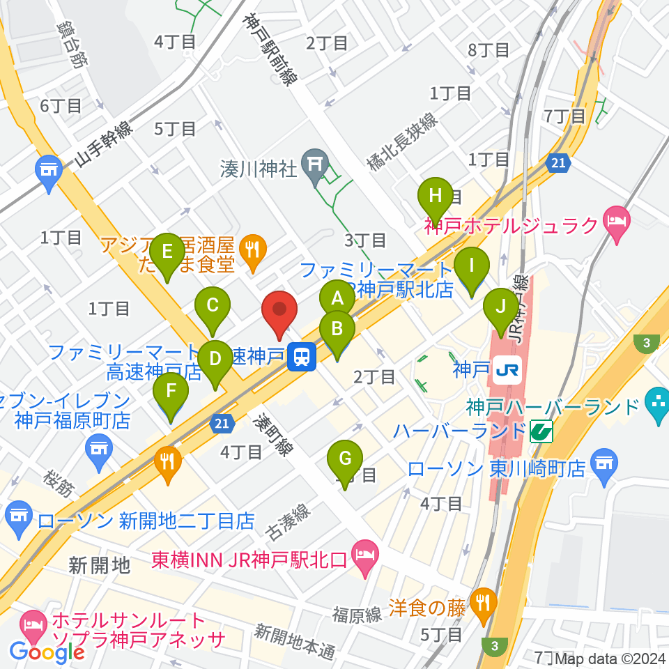 まる福楽器店周辺のコンビニエンスストア一覧地図