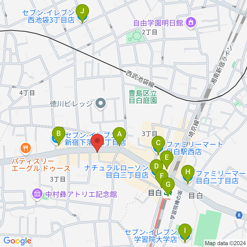 株式会社目白周辺のコンビニエンスストア一覧地図