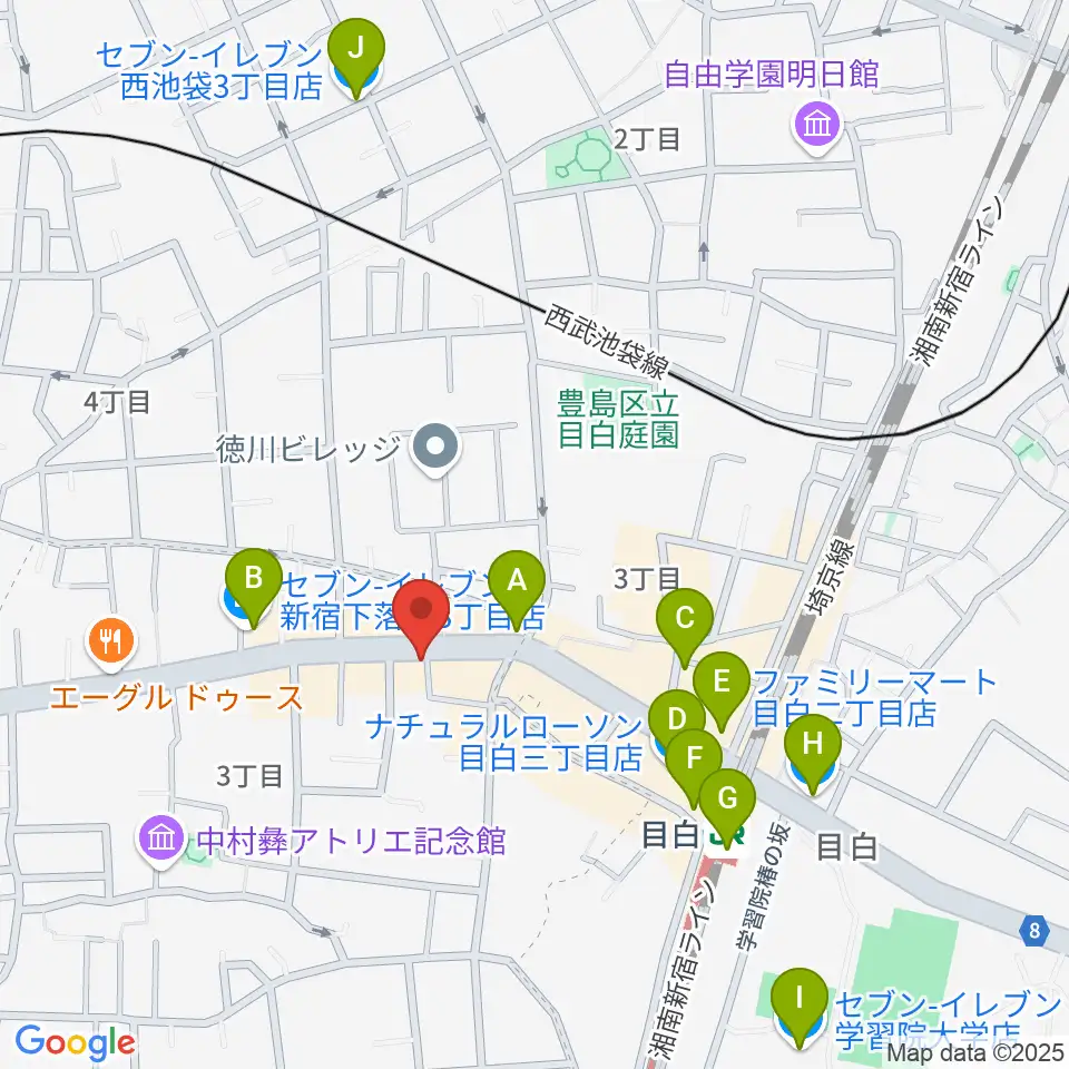 株式会社目白周辺のコンビニエンスストア一覧地図