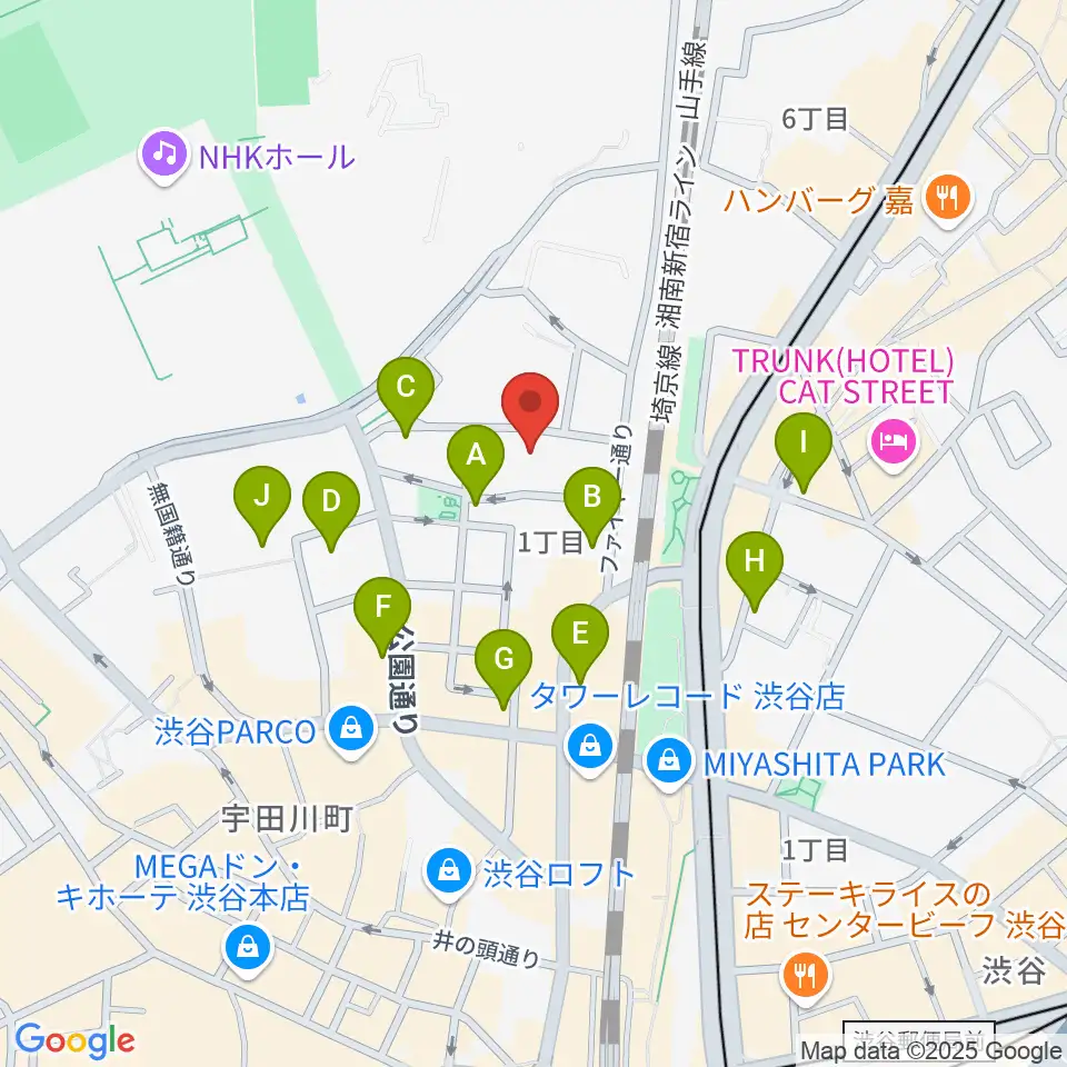 ロックオンカンパニー渋谷店周辺のコンビニエンスストア一覧地図