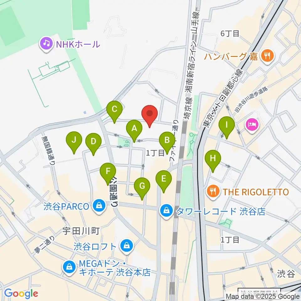 ロックオンカンパニー渋谷店周辺のコンビニエンスストア一覧地図