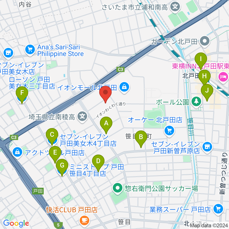 管楽器修理 ミルズ周辺のコンビニエンスストア一覧地図