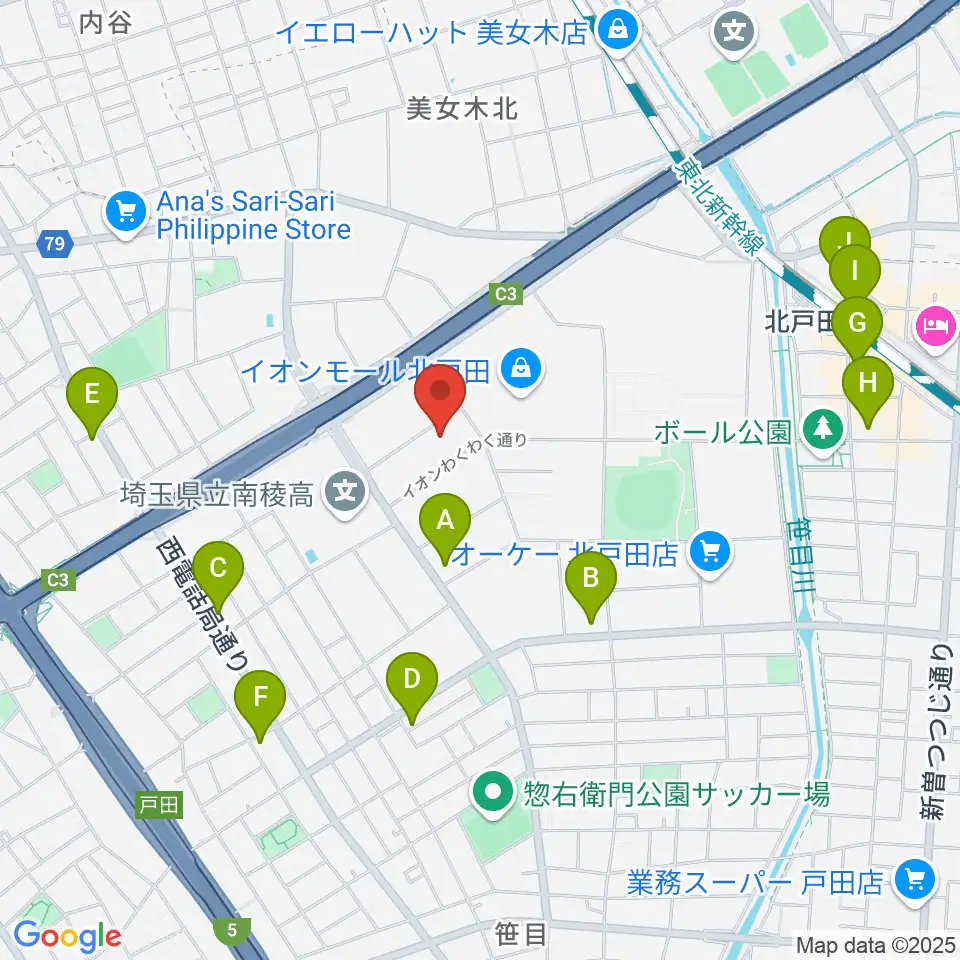 ミルズ周辺のコンビニエンスストア一覧地図