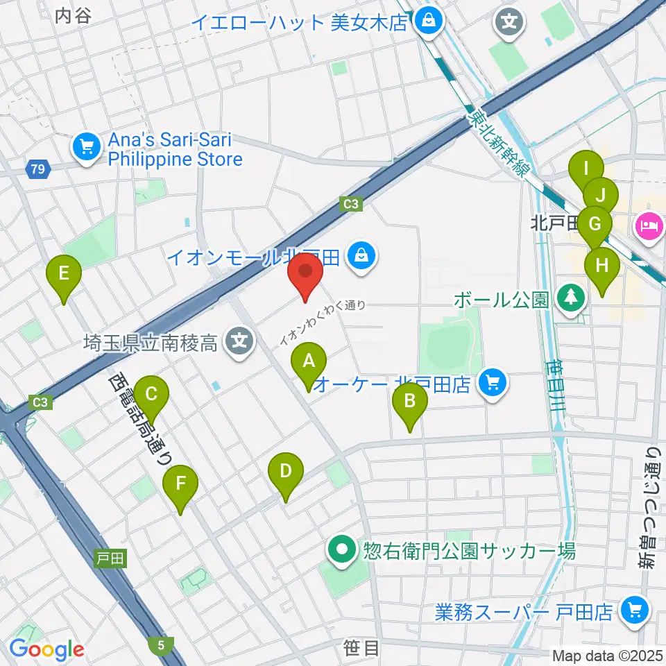 ミルズ周辺のコンビニエンスストア一覧地図
