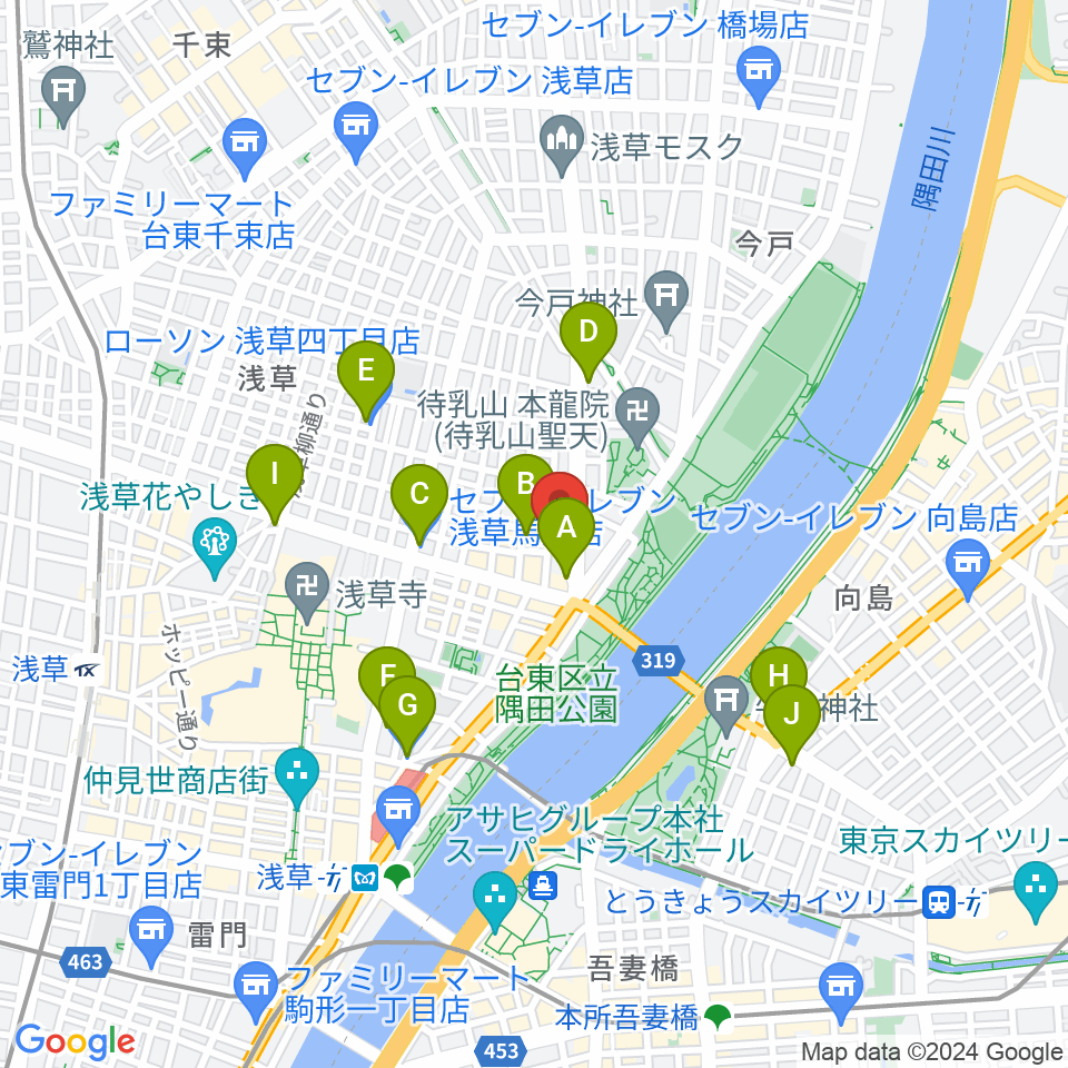 宮本卯之助商店周辺のコンビニエンスストア一覧地図
