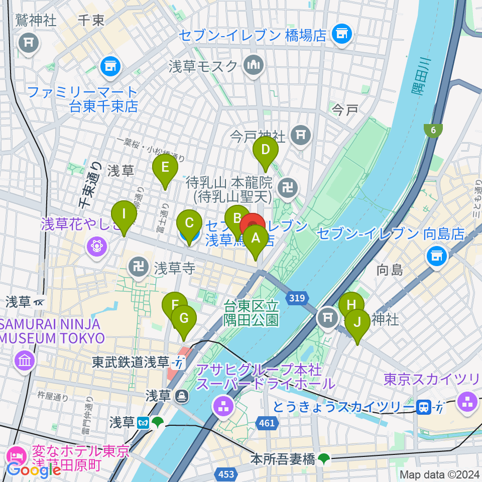 宮本卯之助商店周辺のコンビニエンスストア一覧地図