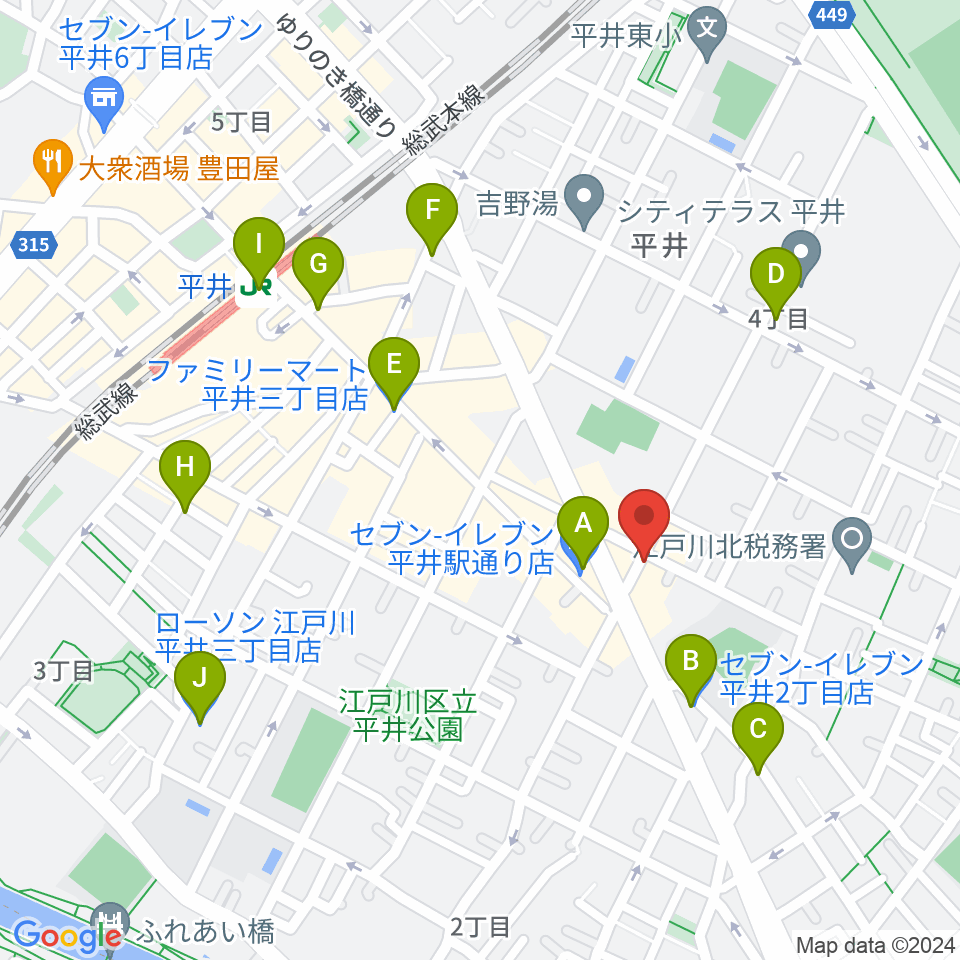 向山楽器店周辺のコンビニエンスストア一覧地図