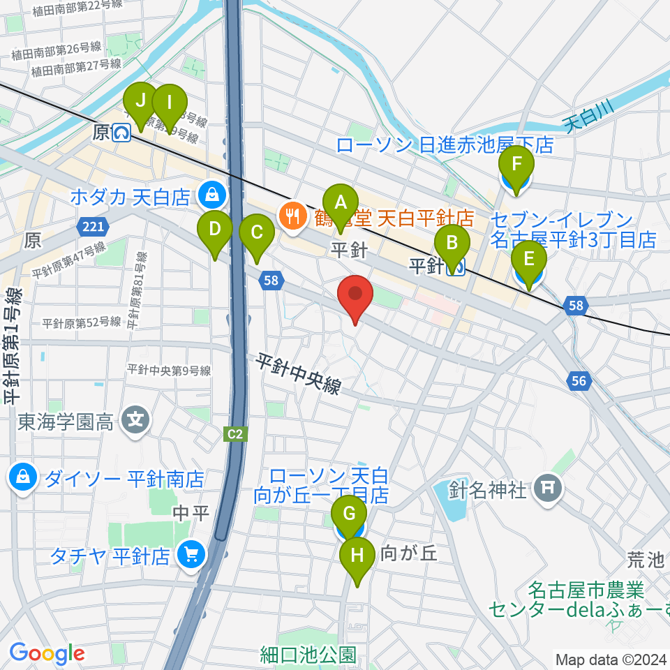 名古屋ピアノ調律センター周辺のコンビニエンスストア一覧地図