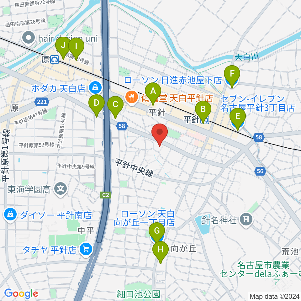 名古屋ピアノ調律センター周辺のコンビニエンスストア一覧地図