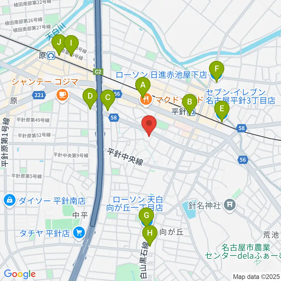 名古屋ピアノ調律センター周辺のコンビニエンスストア一覧地図