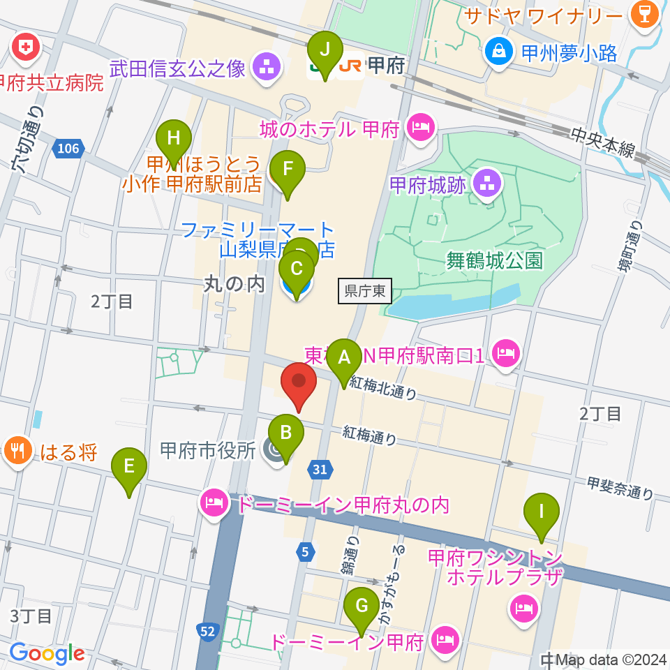 内藤楽器本店周辺のコンビニエンスストア一覧地図