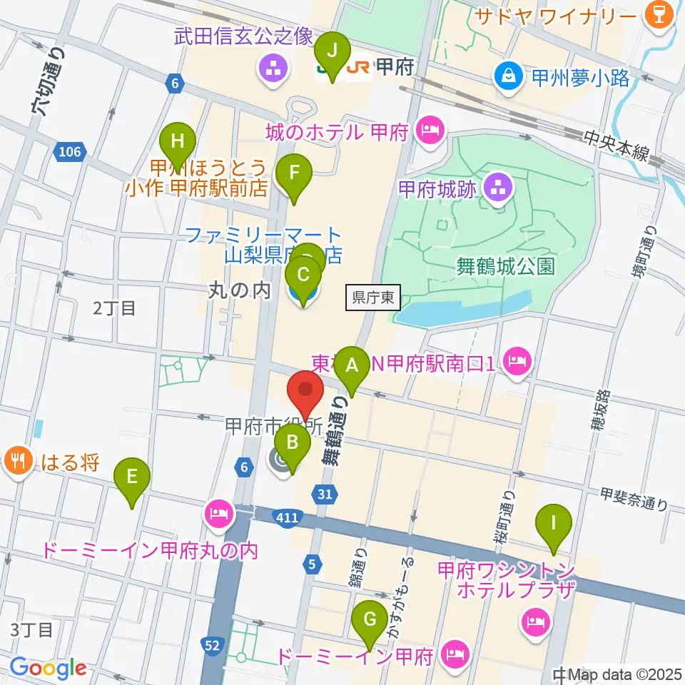内藤楽器本店周辺のコンビニエンスストア一覧地図