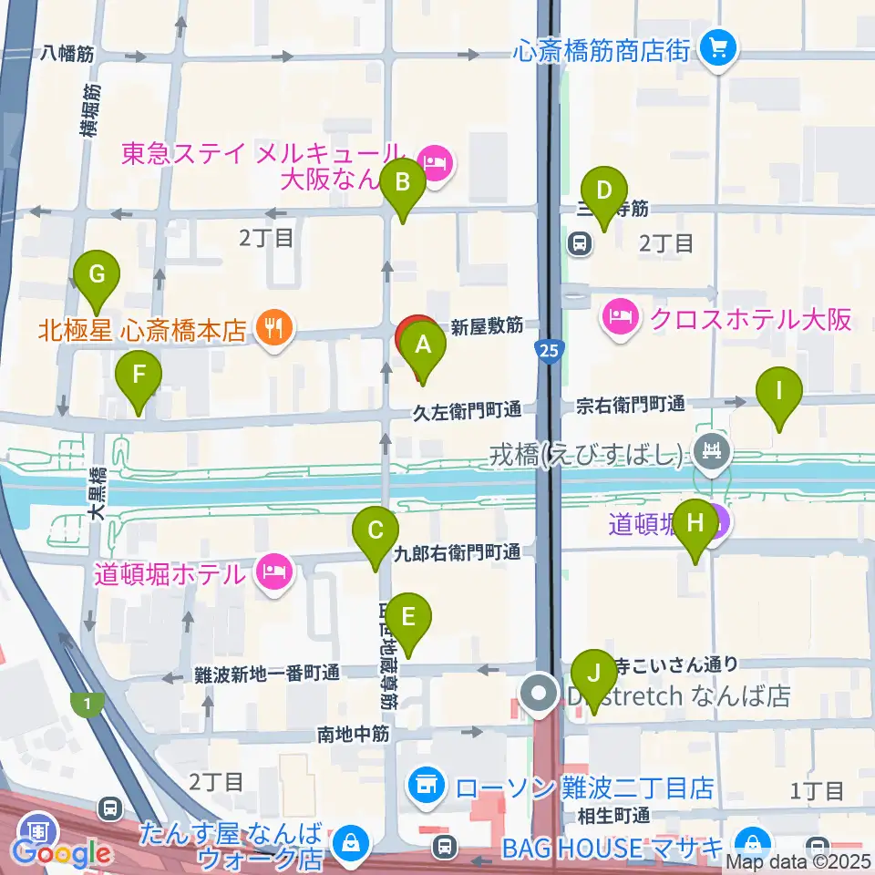 名師堂 大阪店周辺のコンビニエンスストア一覧地図