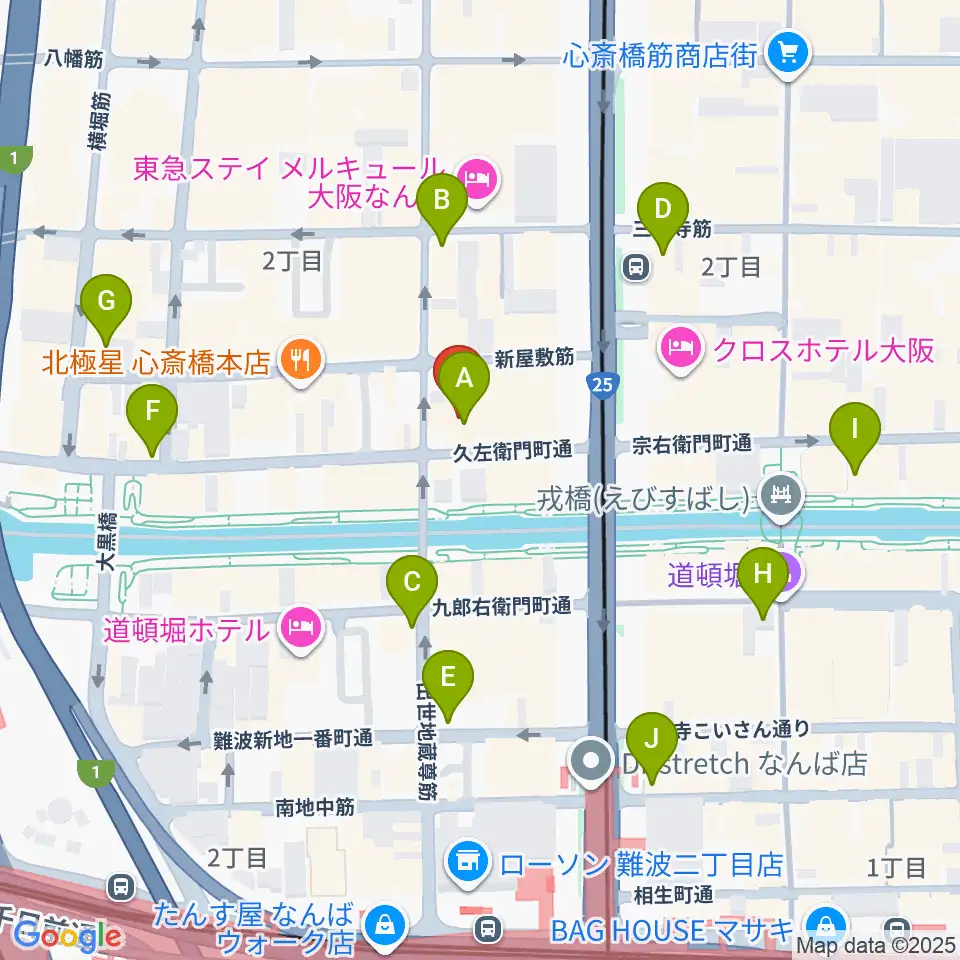 名師堂 大阪店周辺のコンビニエンスストア一覧地図