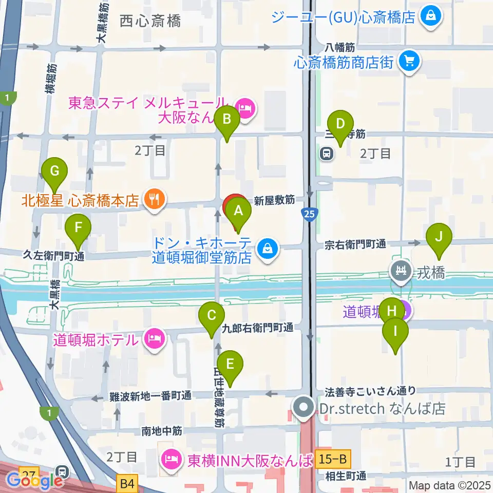 名師堂 大阪店周辺のコンビニエンスストア一覧地図
