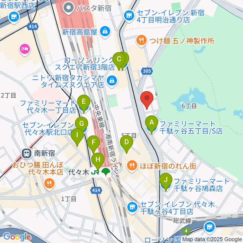 日本ヴァイオリン 東京本店周辺のコンビニエンスストア一覧地図