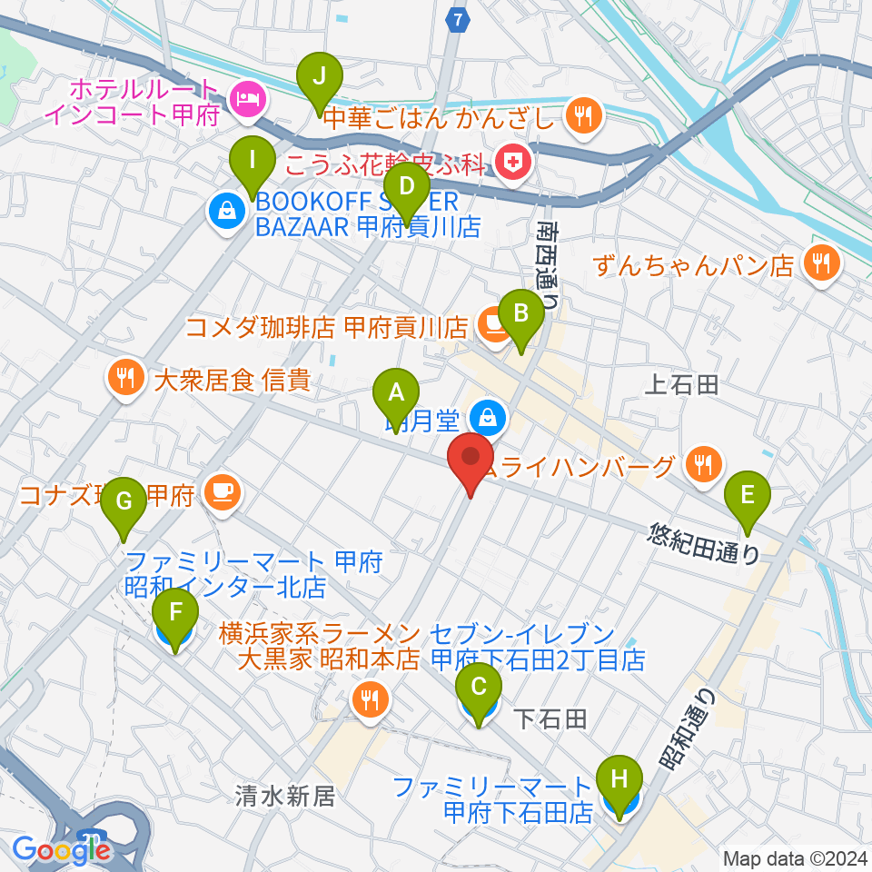 ふるや楽器店周辺のコンビニエンスストア一覧地図