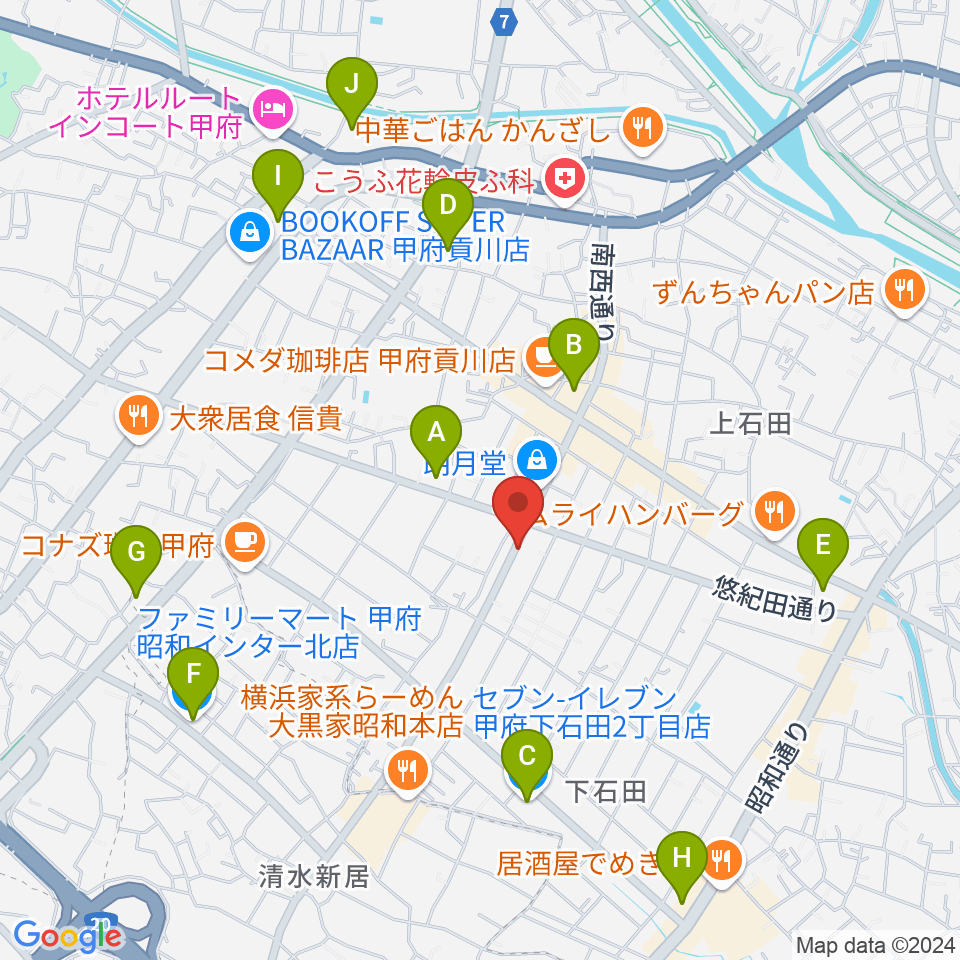 ふるや楽器店周辺のコンビニエンスストア一覧地図