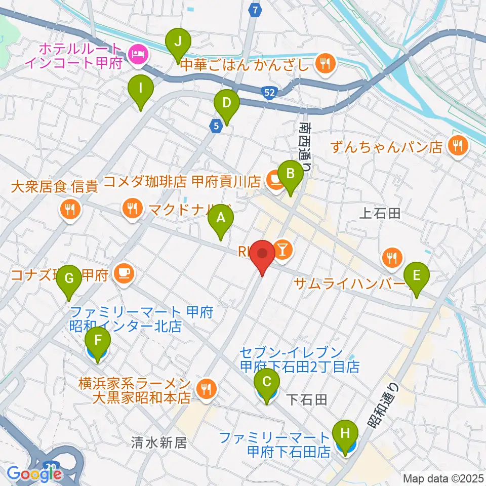 ふるや楽器店周辺のコンビニエンスストア一覧地図