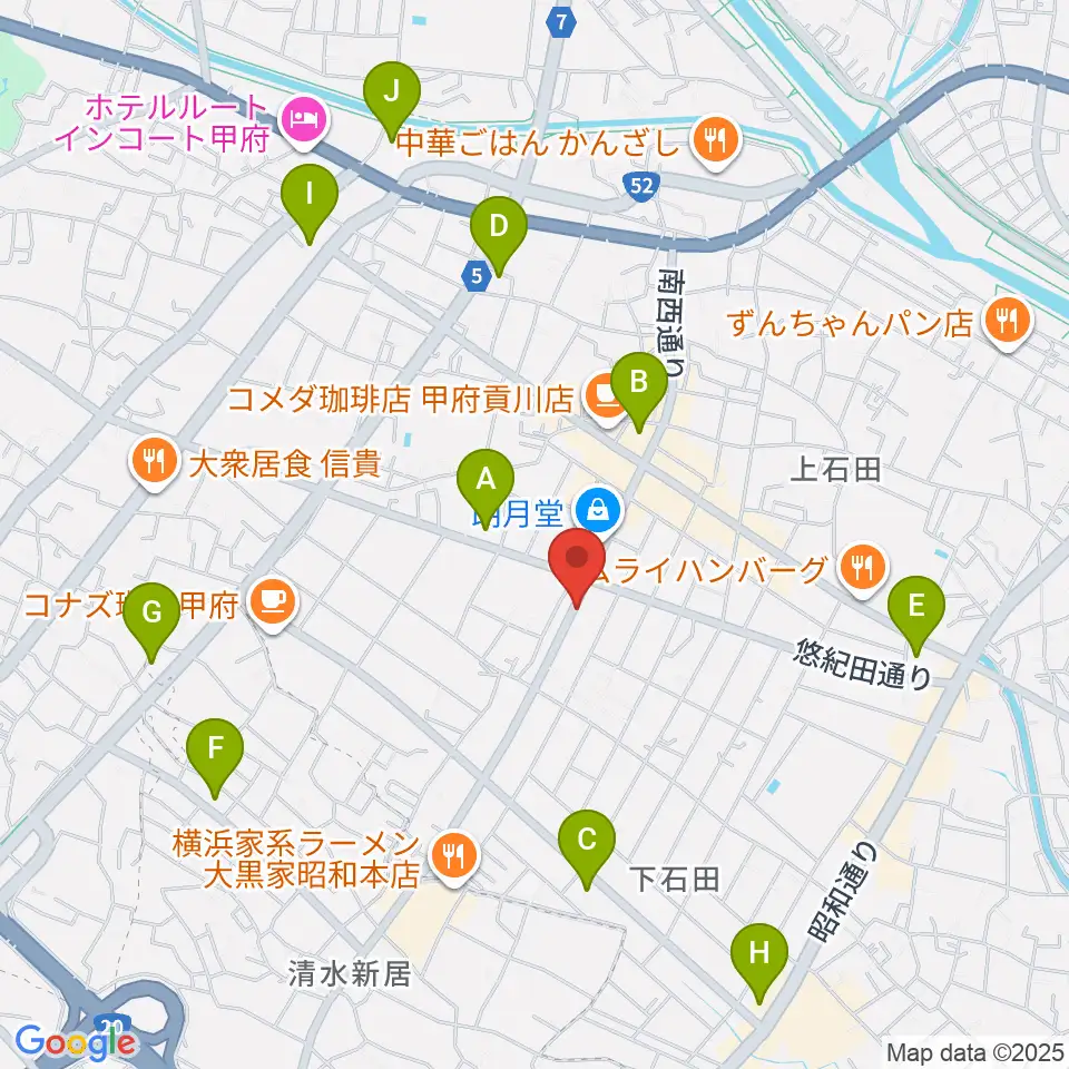 ふるや楽器店周辺のコンビニエンスストア一覧地図
