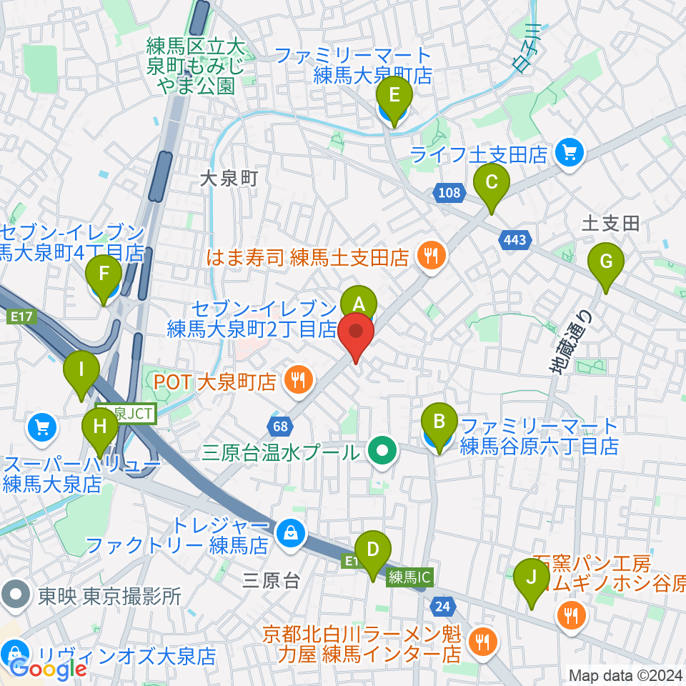 ピアノ調律センター・エムパレス周辺のコンビニエンスストア一覧地図