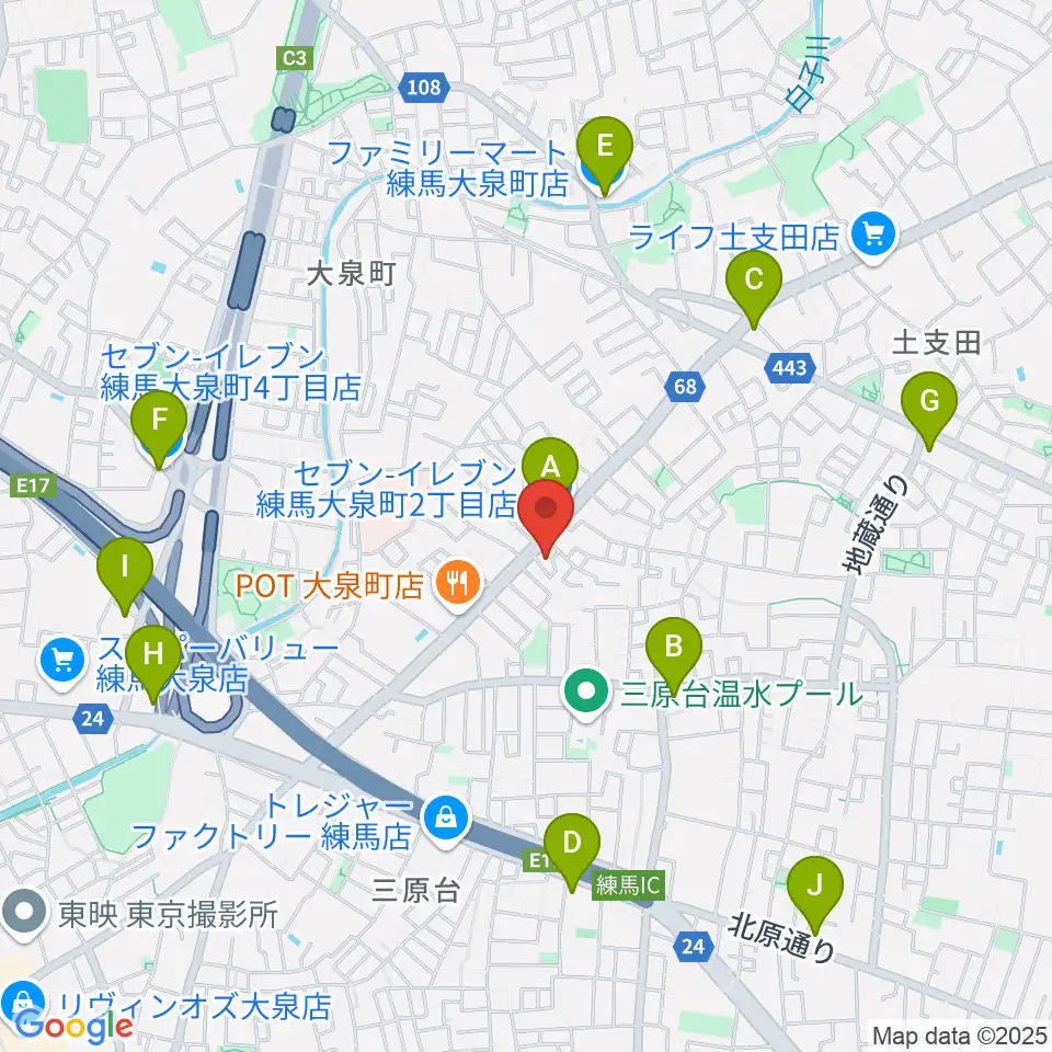 ピアノ調律センター・エムパレス周辺のコンビニエンスストア一覧地図