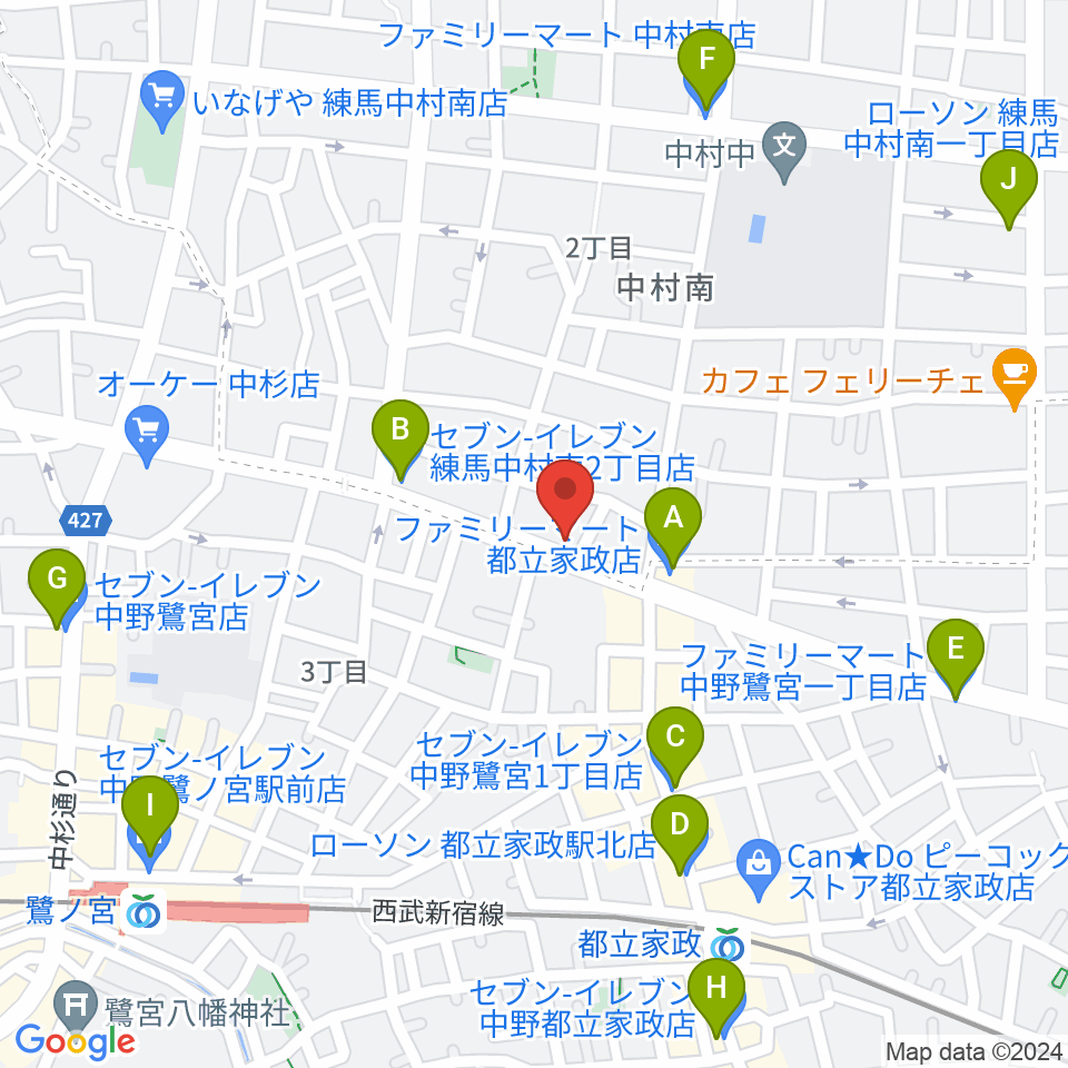 プロフェッショナル・パーカッション周辺のコンビニエンスストア一覧地図