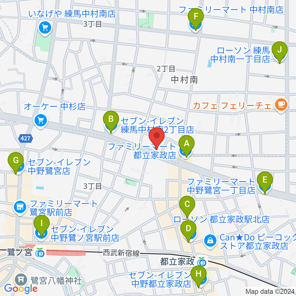 プロフェッショナル・パーカッション周辺のコンビニエンスストア一覧地図